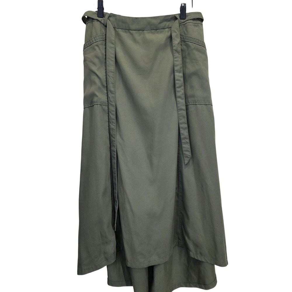 Westport1962 high low olive green‎ sz small skirt tie pockets Grunge gorpcore